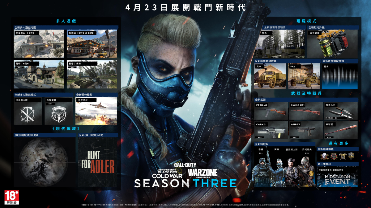 暴雪平台Blizzard《決勝時刻：黑色行動冷戰》與《現代戰域™》第三季將於4月23日推出