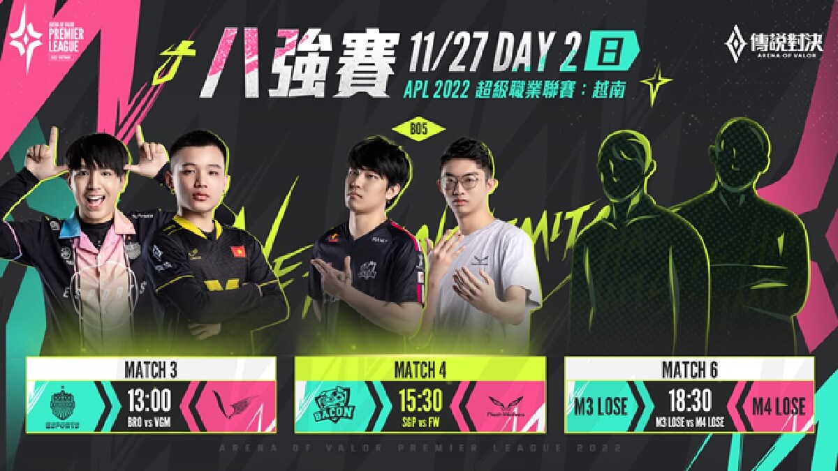 APL 2022傳說對決職業聯賽捷報！ GCS賽區代表隊BRO、MAD、FW全數晉級八強！